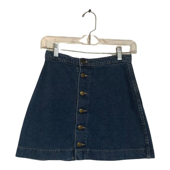 American Apparel Dark Denim Button Down Skirt - Picture 2 of 5